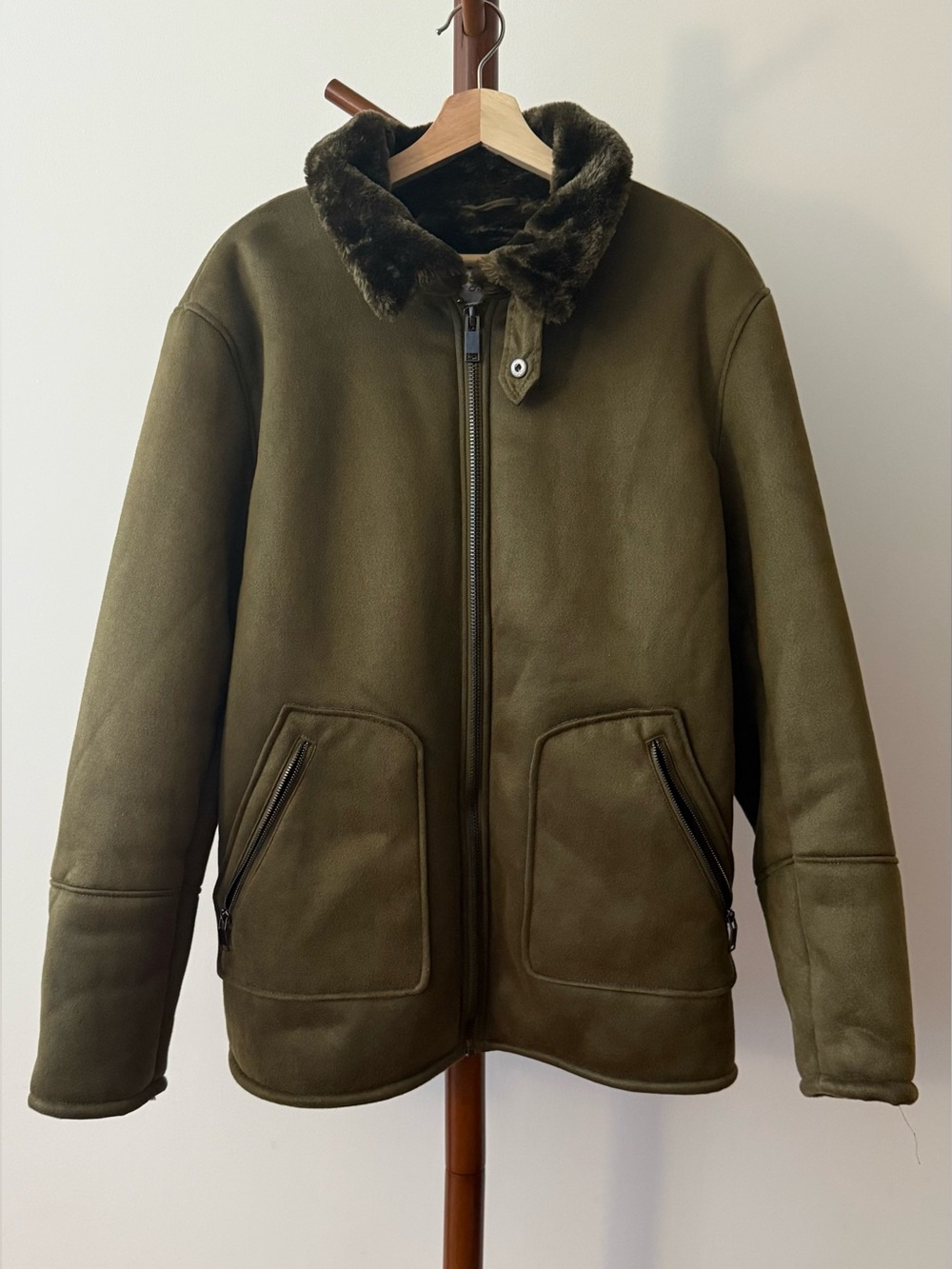 Sixth June Faux Suede and Fur-Lined Zip Jacket